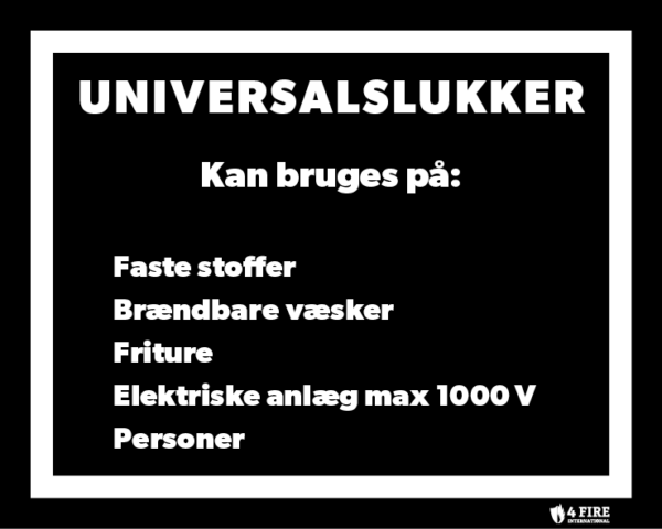 Infoskilt til Universal Brandslukker - GN-4F-SKILT-UV